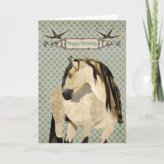 Carte d'anniversaire du cheval blanc (Devant)