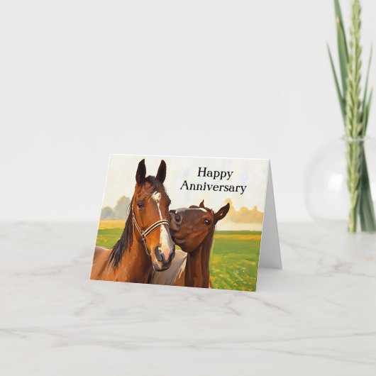 Carte d'anniversaire du cheval | Couple d'équine r (Devant)