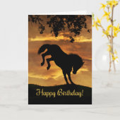 Carte d'anniversaire du Cheval de Bucte Super mign (Fleur jaune)