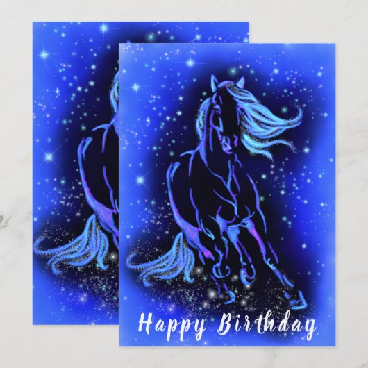 Carte d'anniversaire du cheval de course (Devant / Derrière)