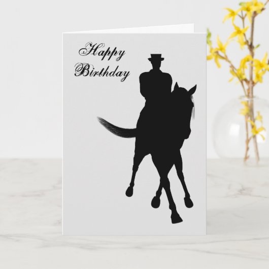 Carte D'Anniversaire Du Cheval Et Du Rider Silhoue (Fleur jaune)