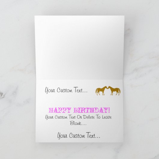 Carte d'anniversaire du cheval rose (Intérieur)