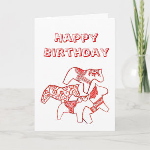 Carte d'anniversaire du Cheval Rouge et Blanc