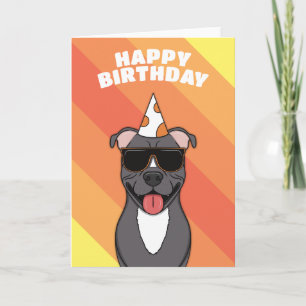 Carte d'anniversaire du Chien Bull Terrier Staffor