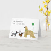 Carte d'anniversaire du chien de laisse (Fleur jaune)