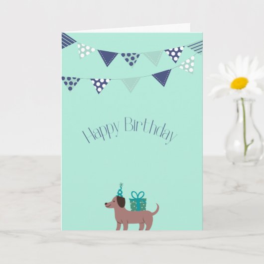 Carte d'anniversaire du chien de saucisse mignonne (Petite plante)