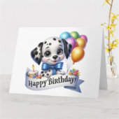 Carte d'anniversaire du chien mignon (Fleur jaune)