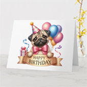 Carte d'anniversaire du chien mignon (Fleur jaune)