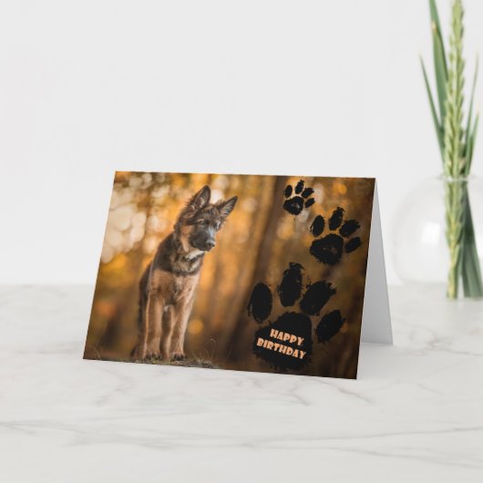 Carte d'anniversaire du chiot berger allemand. (Devant)
