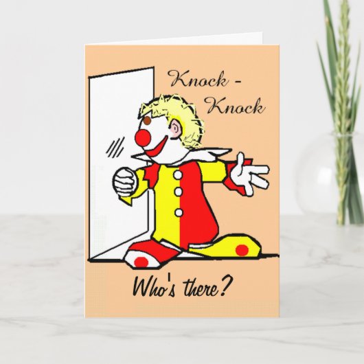 Carte d'anniversaire du clown de blague Knock-Knoc (Devant)
