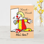 Carte d'anniversaire du clown de blague Knock-Knoc (Fleur jaune)