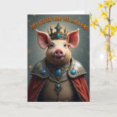 Carte d'anniversaire du Cochon Royal (Fleur jaune)