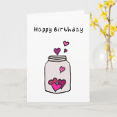 Carte d'anniversaire du coeur (Fleur jaune)