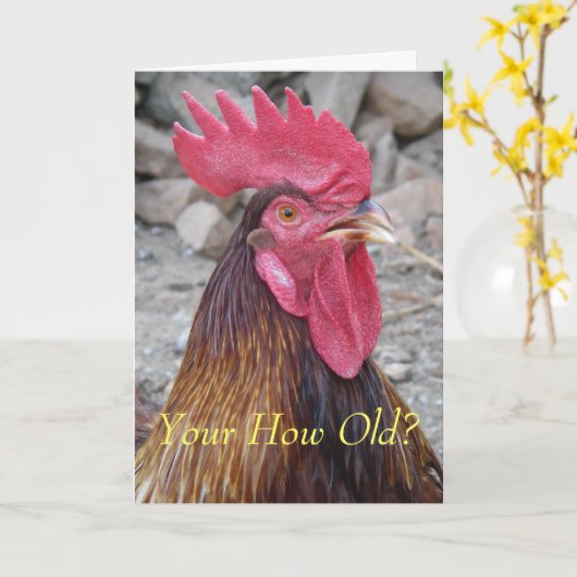 Carte d'anniversaire du coq (Fleur jaune)