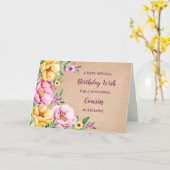 Carte d'anniversaire du cousin des fleurs de print (Fleur jaune)