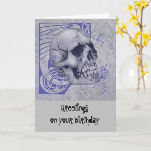 Carte d'anniversaire du crâne (Fleur jaune)