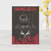 Carte d'anniversaire du crâne Grunge (Fleur jaune)