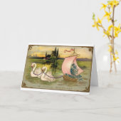 Carte d'anniversaire du cygne vintage (Fleur jaune)