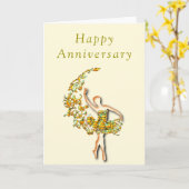 Carte d'anniversaire du danseur de ballet (Fleur jaune)