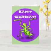 Carte d'anniversaire du dessin animé mante en priè (Fleur jaune)