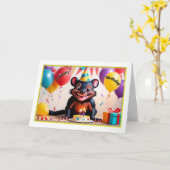Carte d'anniversaire du diable de Tasmanie (Fleur jaune)