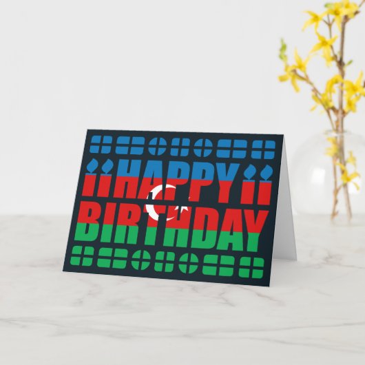 Carte d'anniversaire du drapeau d'Azerbaïdjan (Fleur jaune)