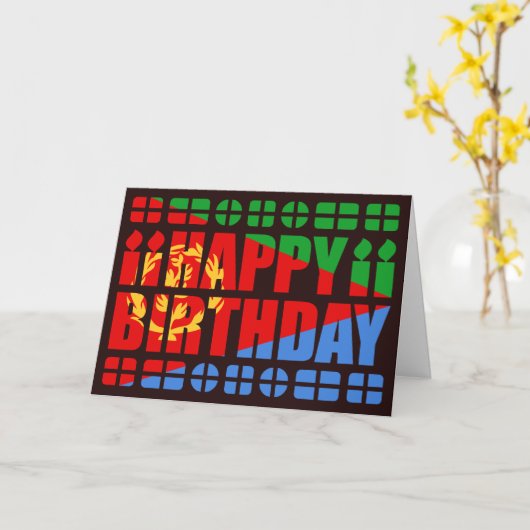 Carte d'anniversaire du drapeau érythréen (Fleur jaune)