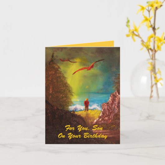 Carte d'anniversaire du Fils (Fleur jaune)