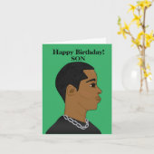 Carte d'anniversaire du fils afro-américain (Fleur jaune)