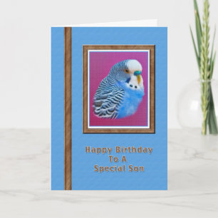 Carte d'anniversaire du Fils avec Parakeet Bleu
