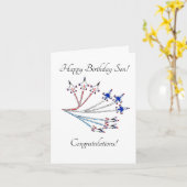Carte d'anniversaire du Fils Thunderbirds Blanc (Fleur jaune)