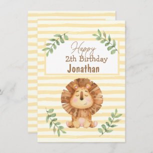 Carte d'anniversaire du garçon de la faune du lion