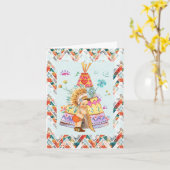 Carte d'anniversaire du garçon de Natif américain (Fleur jaune)