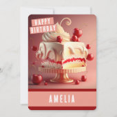 Carte d'anniversaire du gâteau à la crème cerise (Devant)