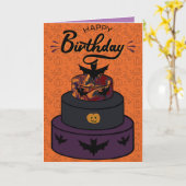 Carte d'anniversaire du gâteau d'Halloween (Fleur jaune)