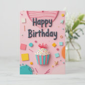 Carte d'anniversaire du gâteau sucré (Debout devant)