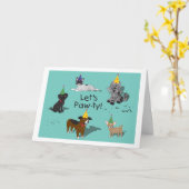 Carte d'anniversaire du groupe de chiens de pawty (Fleur jaune)