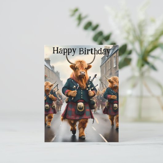 Carte d'anniversaire du groupe de cornemuses Highl (Debout devant)