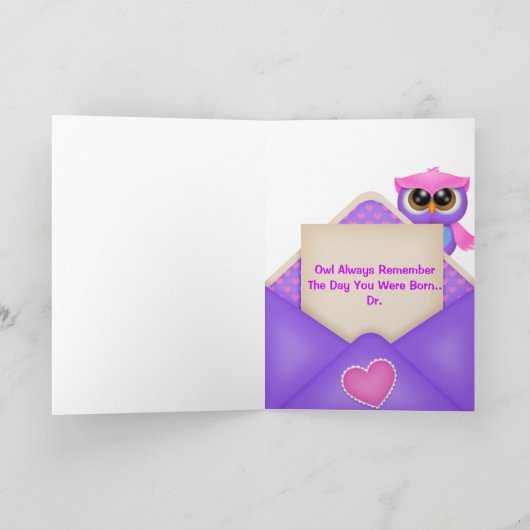 Carte d'anniversaire du hibou (Intérieur)