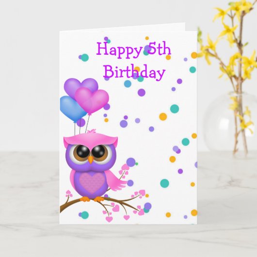 Carte d'anniversaire du hibou (Fleur jaune)