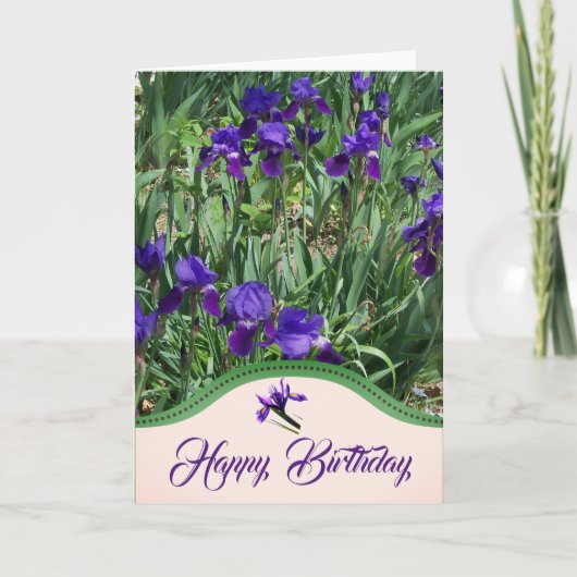 Carte d'anniversaire du jardin de fleurs d'iris vi (Devant)