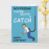 Carte d'anniversaire du jeu de pêche du copain (Fleur jaune)