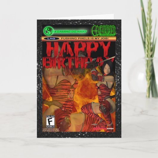 Carte d'anniversaire du jeu d'ordinateur, console, (Devant)