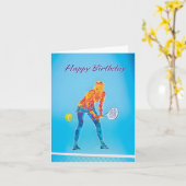 Carte d'anniversaire du joueur de tennis (Fleur jaune)