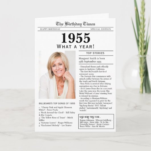 Carte d'anniversaire du journal de 1955 (Devant)