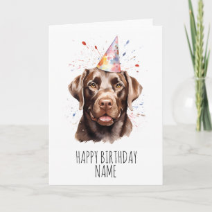 Carte d'anniversaire du Labrador au chocolat d'aqu