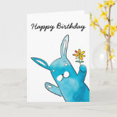 Carte d'anniversaire du lapin (Fleur jaune)