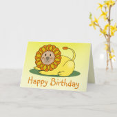 Carte d'anniversaire du lion (Fleur jaune)