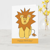 Carte d'anniversaire du lion mignon (Fleur jaune)