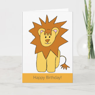 Carte d'anniversaire du lion mignon